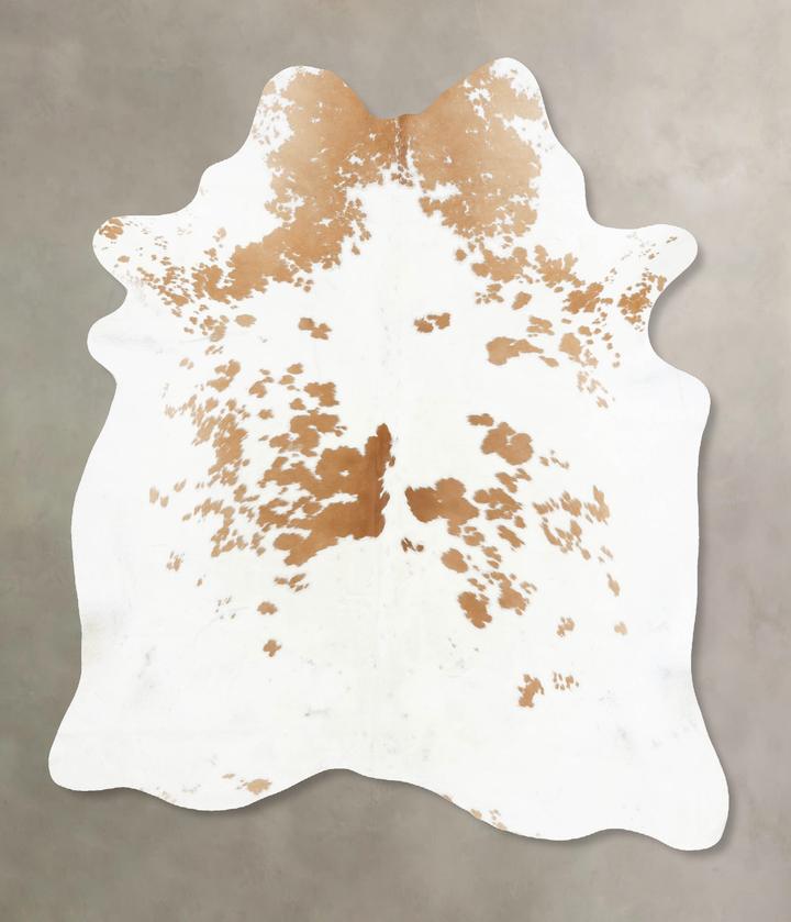 Beige and White X-Large Brazilian Cowhide Rug 7'5"H x 6'2"W #B16632 by Hudson Hides
