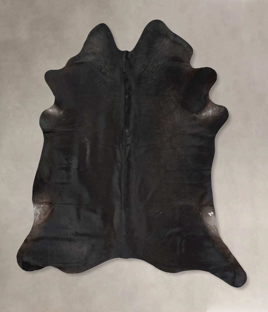 Solid Black XX-Large Brazilian Cowhide Rug 7'7"H x 7'2"W #B16656 by Hudson Hides