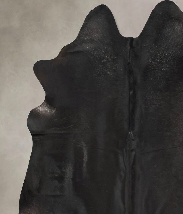 Solid Black XX-Large Brazilian Cowhide Rug 7'7"H x 7'2"W #B16656 by Hudson Hides