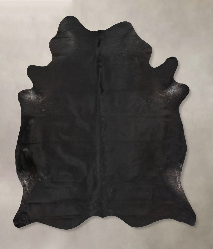 Solid Black XX-Large Brazilian Cowhide Rug 7'9"H x 6'8"W #B16672 by Hudson Hides