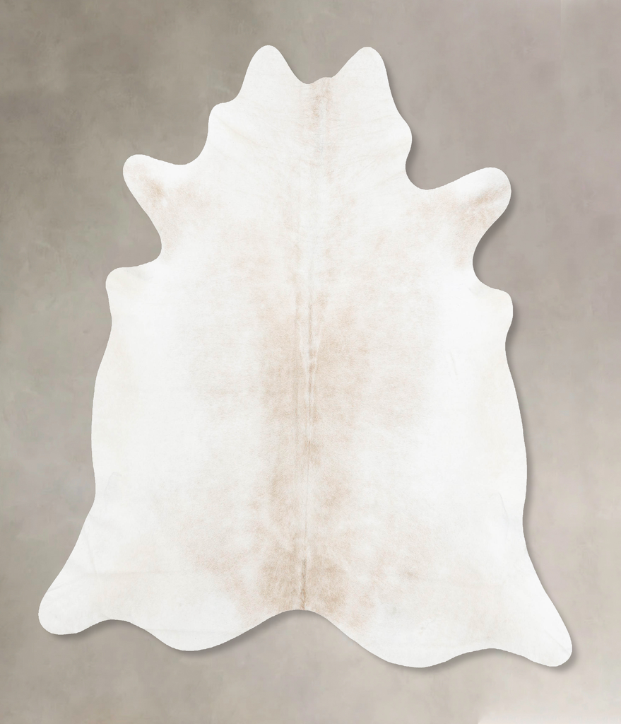 Ivory with Beige X-Large Brazilian Cowhide Rug 6'9"H x 6'8"W #B16686 by Hudson Hides