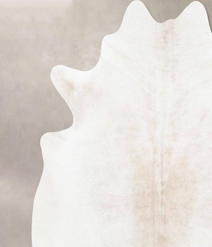 Ivory with Beige X-Large Brazilian Cowhide Rug 6'9"H x 6'8"W #B16686 by Hudson Hides
