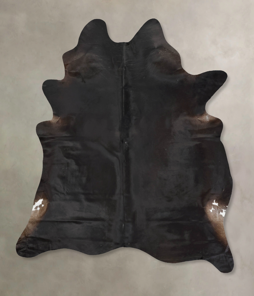 Solid Black XX-Large Brazilian Cowhide Rug 8'1"H x 6'10"W #B16702 by Hudson Hides
