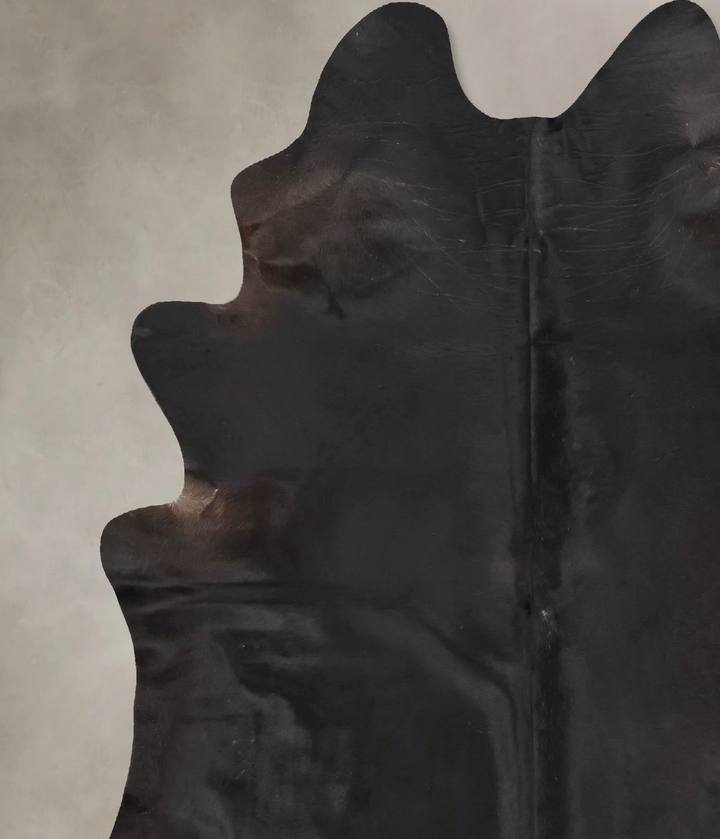 Solid Black XX-Large Brazilian Cowhide Rug 8'1"H x 6'10"W #B16702 by Hudson Hides