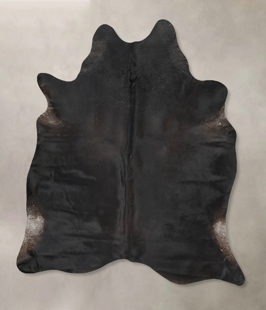 Solid Black X-Large Brazilian Cowhide Rug 6'11"H x 6'1"W #B16710 by Hudson Hides