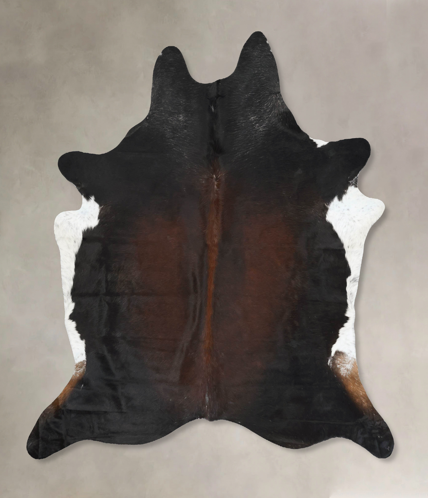 Chocolate and White X-Large Brazilian Cowhide Rug 7'2"H x 6'3"W #B16713 by Hudson Hides