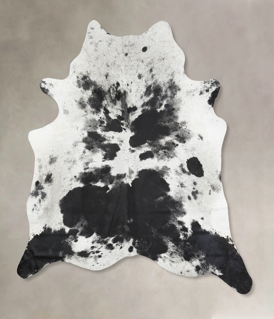 Salt and Pepper Black XX-Large Brazilian Cowhide Rug 8'3"H x 7'2"W #B16715 by Hudson Hides