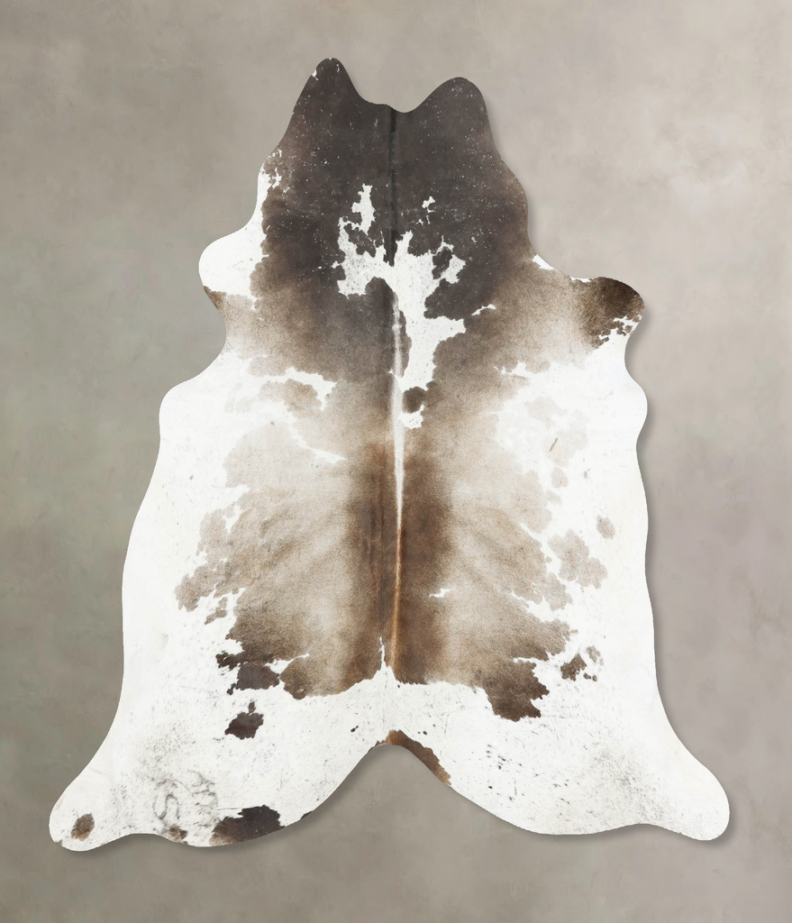Grey with Beige X-Large Brazilian Cowhide Rug 7'3"H x 6'9"W #B16720 by Hudson Hides
