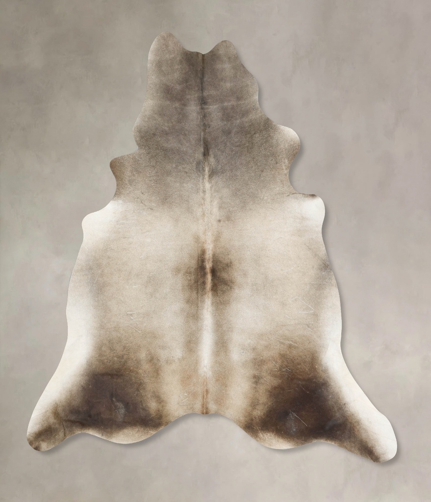 Grey with Beige XX-Large Brazilian Cowhide Rug 8'5"H x 7'9"W #B16726 by Hudson Hides