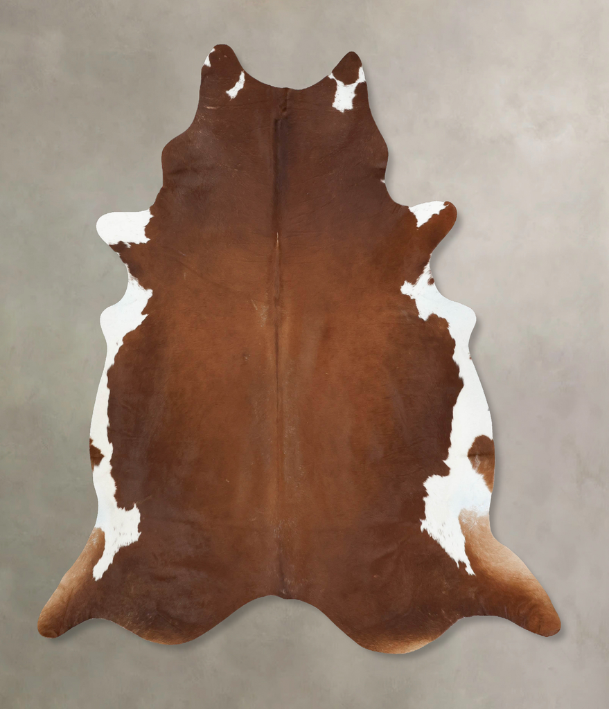 Brown and White Regular XX-Large Brazilian Cowhide Rug 7'11"H x 7'2"W #B16729 by Hudson Hides