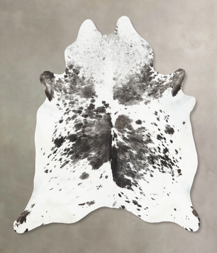 Salt and Pepper Black X-Large Brazilian Cowhide Rug 7'6"H x 6'6"W #B16736 by Hudson Hides