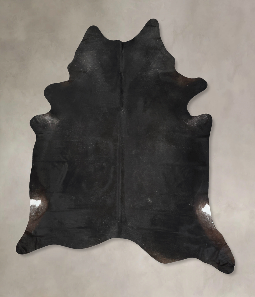 Solid Black XX-Large Brazilian Cowhide Rug 9'1"H x 7'4"W #B16743 by Hudson Hides