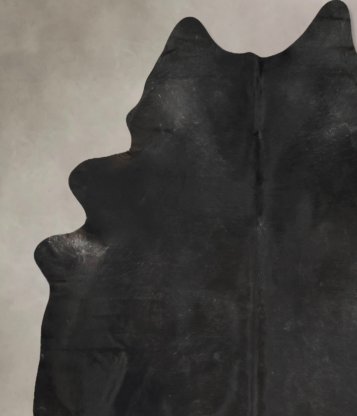 Solid Black XX-Large Brazilian Cowhide Rug 9'1"H x 7'4"W #B16743 by Hudson Hides