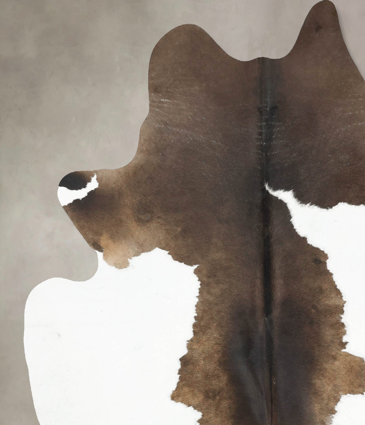 Chocolate and White XX-Large Brazilian Cowhide Rug 8'1"H x 6'6"W #B16753 by Hudson Hides