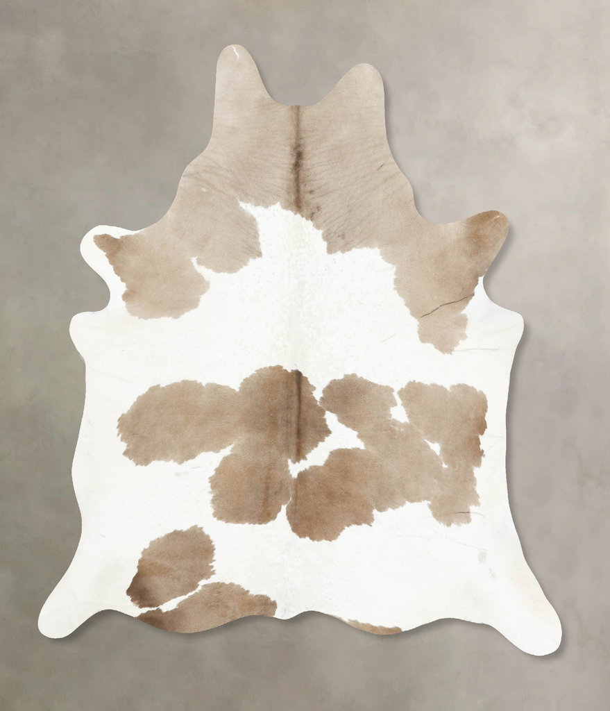 Beige and White XX-Large Brazilian Cowhide Rug 7'11"H x 6'7"W #B16778 by Hudson Hides