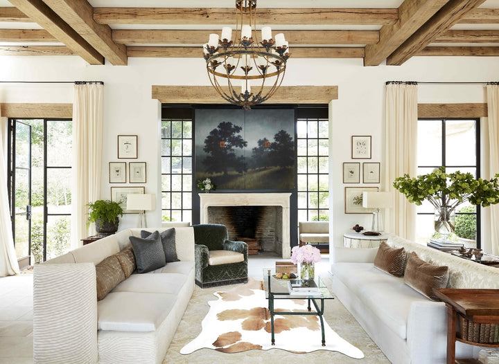 Beige and White XX-Large Brazilian Cowhide Rug 7'11"H x 6'7"W #B16778 by Hudson Hides