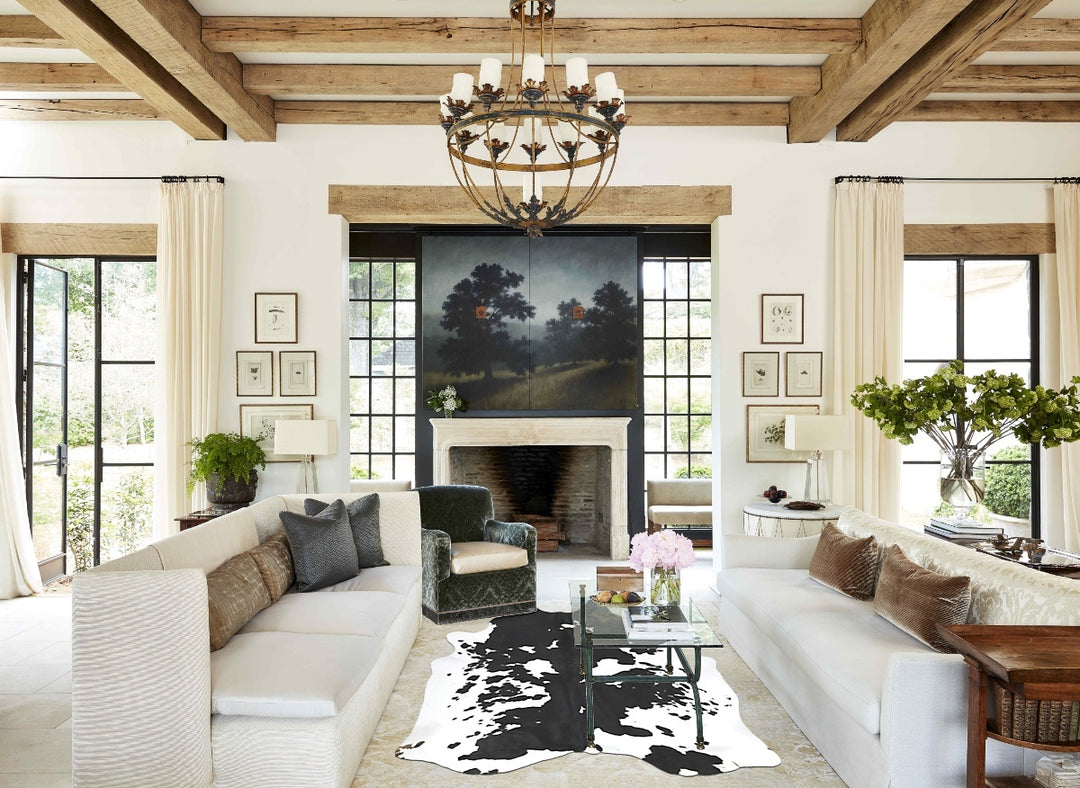 Black and White X-Large Brazilian Cowhide Rug 8'0"H x 6'0"W #B16779 by