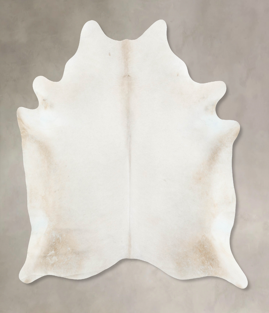 Ivory with Beige X-Large Brazilian Cowhide Rug 7'3"H x 6'5"W #B16780 by Hudson Hides
