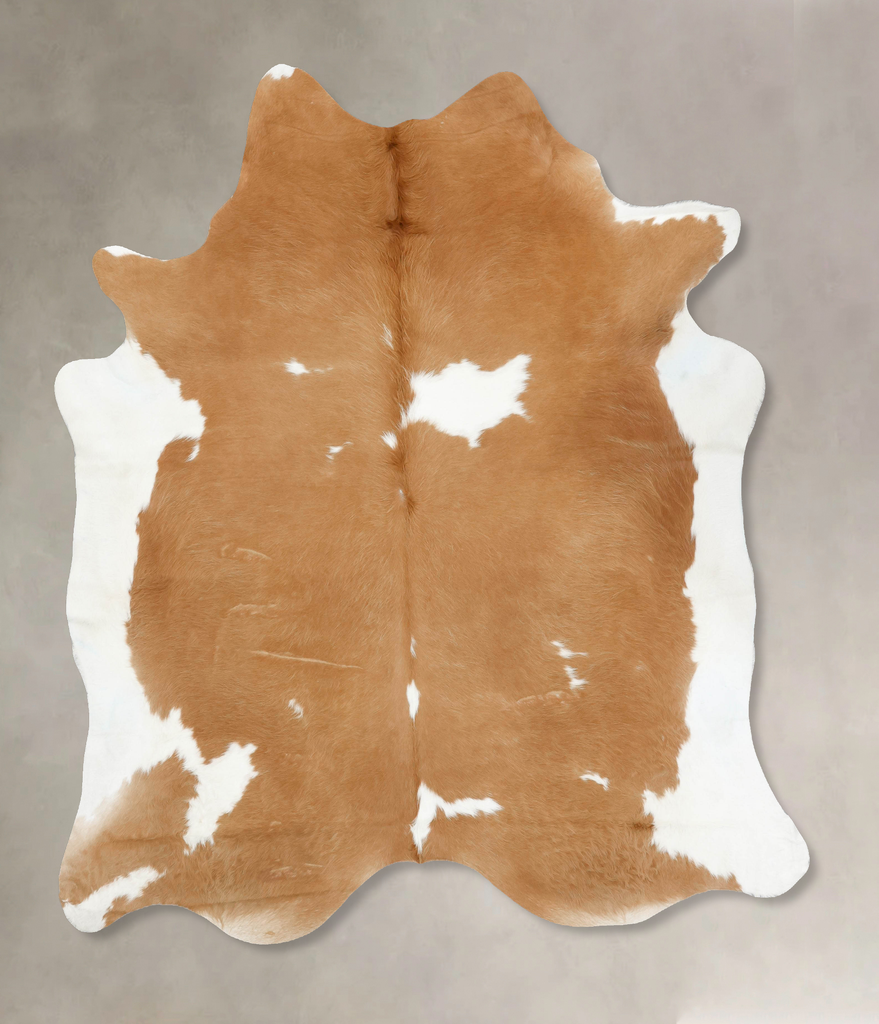 Beige and White XX-Large Brazilian Cowhide Rug 8'2"H x 7'1"W #B16788 by Hudson Hides