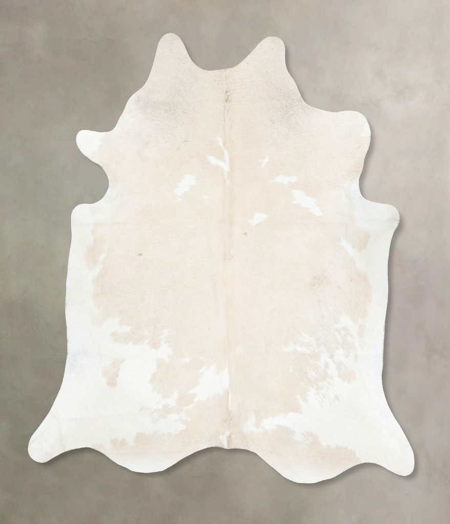 Beige and White X-Large Brazilian Cowhide Rug 7'1"H x 6'9"W #B16791 by Hudson Hides