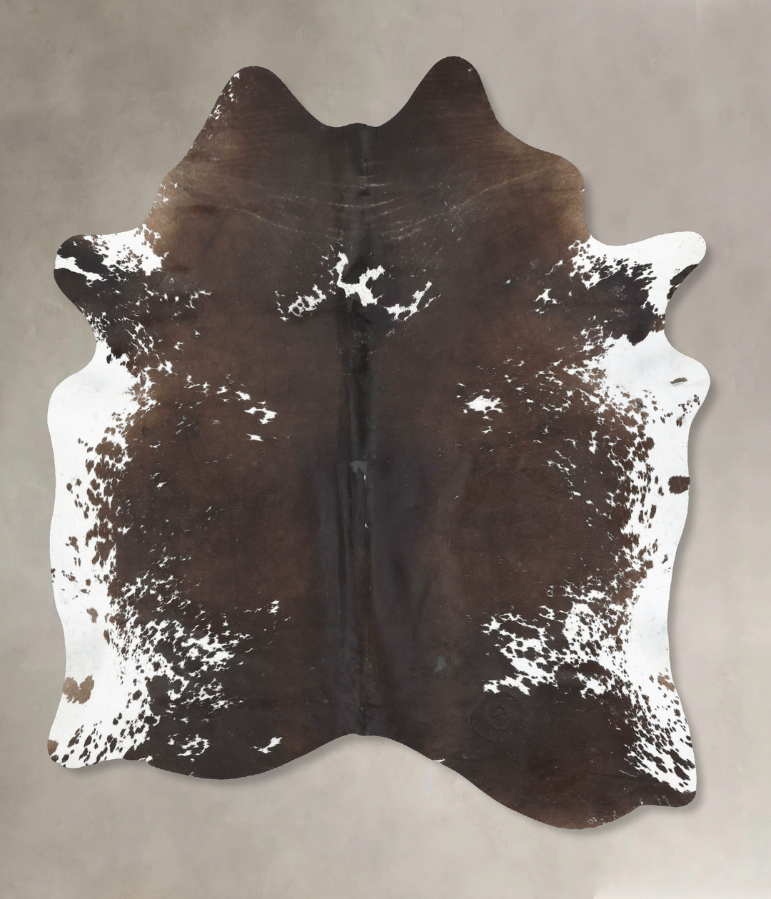 Chocolate and White X-Large Brazilian Cowhide Rug 7'9"H x 6'2"W #B1679