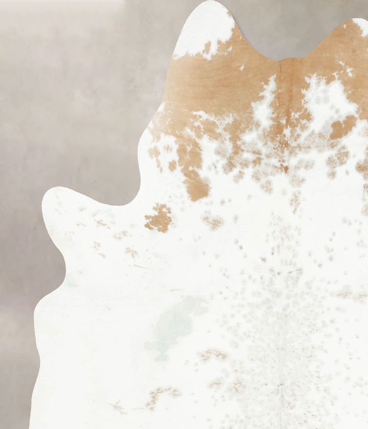 Beige and White X-Large Brazilian Cowhide Rug 7'9"H x 6'3"W #B16796 by Hudson Hides