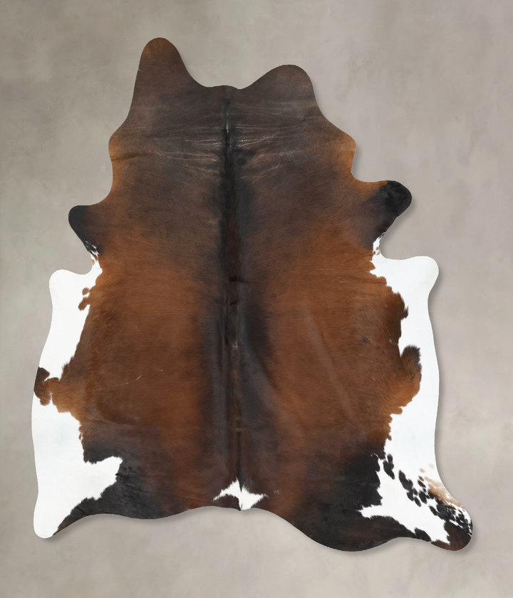 Chocolate and White X-Large Brazilian Cowhide Rug 7'6"H x 6'4"W #B16836 by Hudson Hides