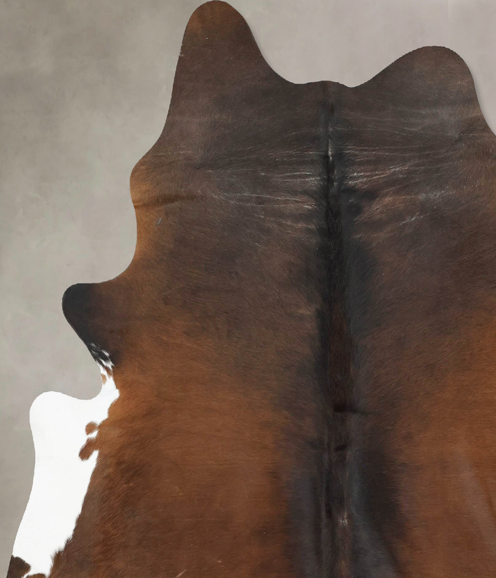 Chocolate and White X-Large Brazilian Cowhide Rug 7'6"H x 6'4"W #B16836 by Hudson Hides