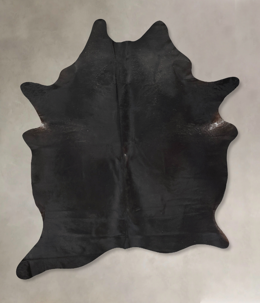 Solid Black XX-Large Brazilian Cowhide Rug 8'6"H x 6'7"W #B16847 by Hudson Hides