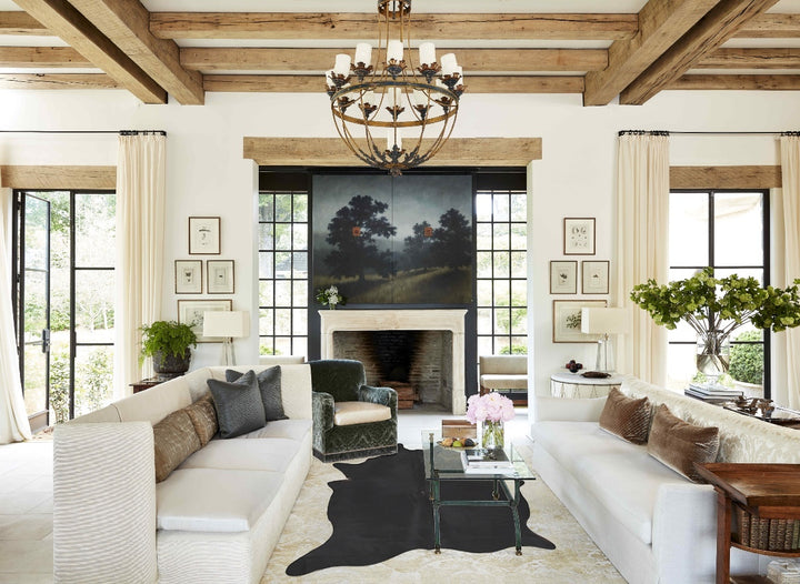 Solid Black XX-Large Brazilian Cowhide Rug 8'6"H x 6'7"W #B16847 by Hudson Hides
