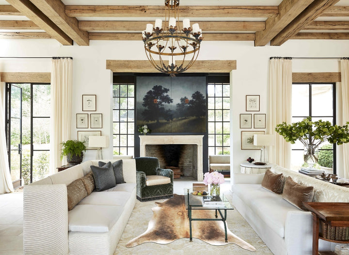 Grey with Beige XX-Large Brazilian Cowhide Rug 8'3"H x 7'5"W #B16878 by Hudson Hides
