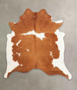 Brown and White XX-Large Brazilian Cowhide Rug 7'6"H x 7'0"W #B1688 by Hudson Hides