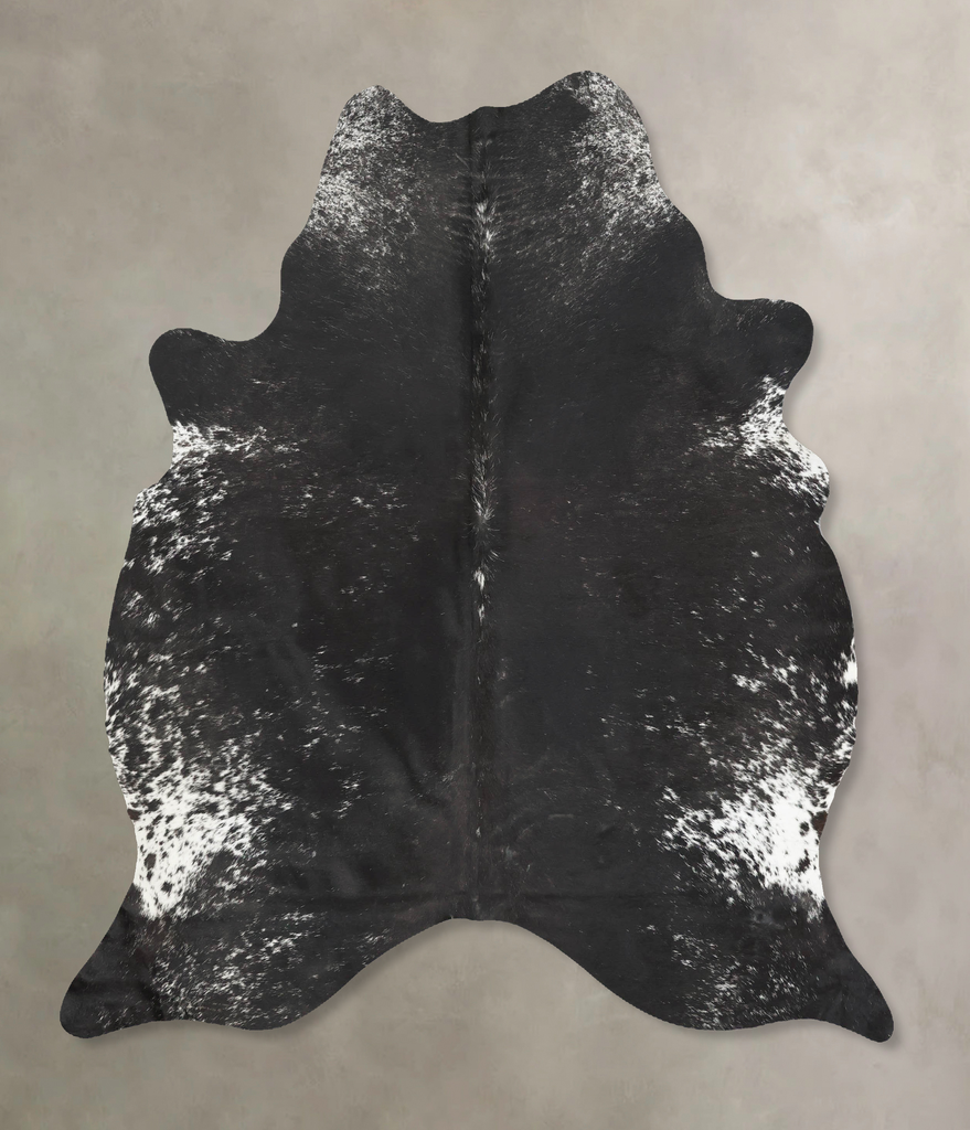 Salt and Pepper Black Large Brazilian Cowhide Rug 7'0"H x 5'8"W #B16886 by Hudson Hides