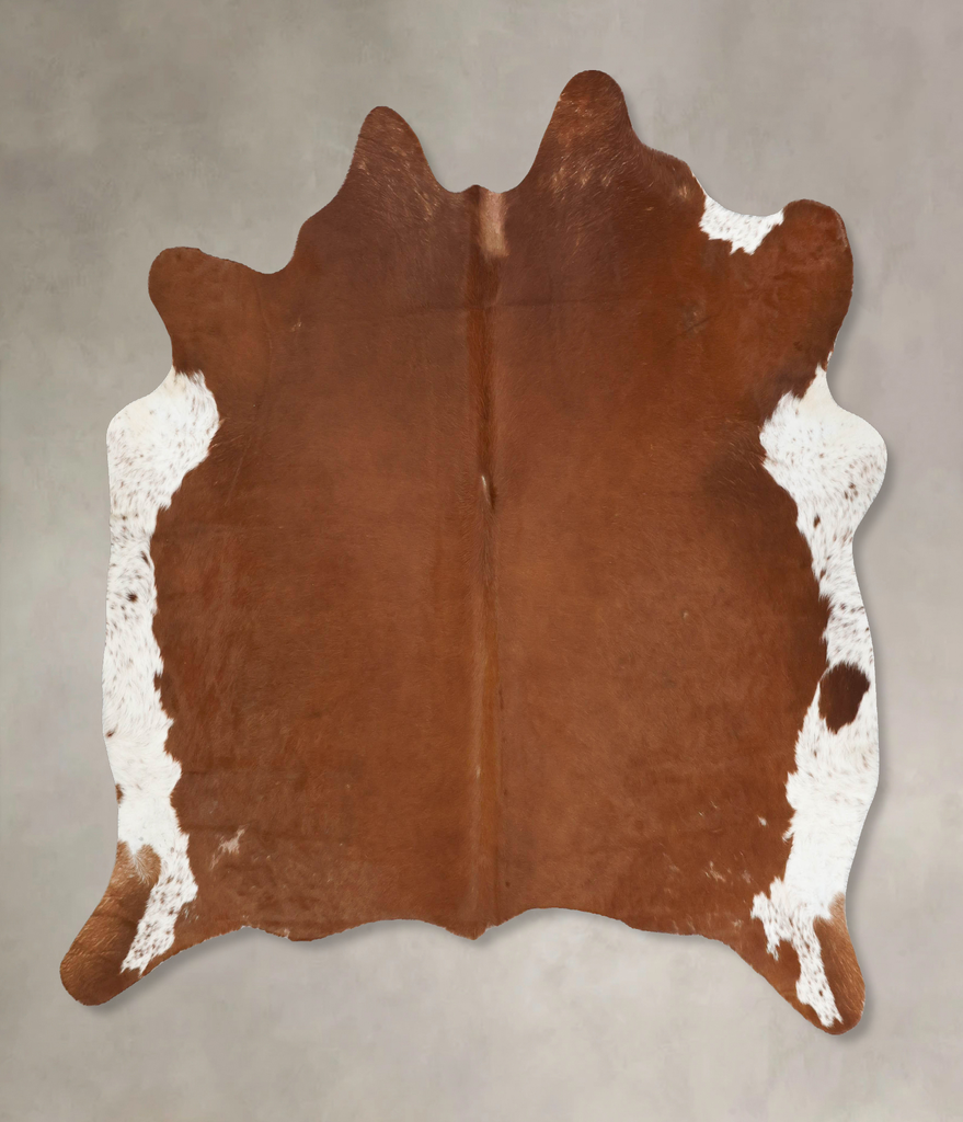 Brown and White Regular XX-Large Brazilian Cowhide Rug 7'1"H x 7'2"W #B16887 by Hudson Hides