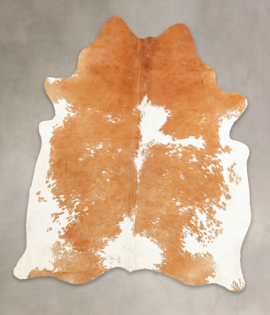 Beige and White X-Large Brazilian Cowhide Rug 7'6"H x 6'4"W #B1689 by Hudson Hides