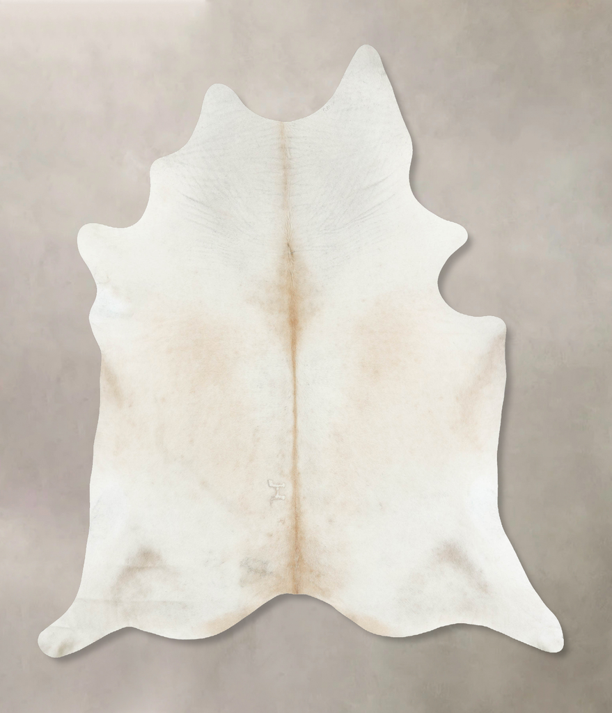 Ivory with Beige XX-Large Brazilian Cowhide Rug 8'0"H x 6'11"W #B16895 by Hudson Hides