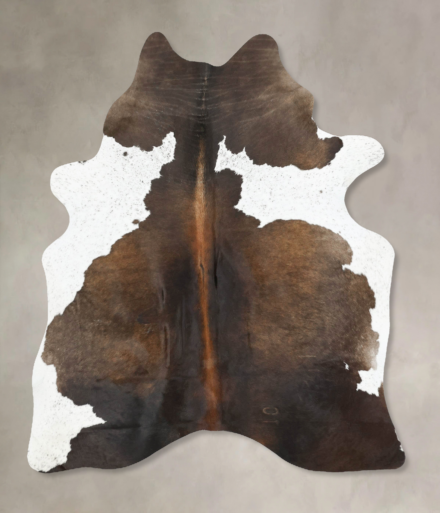 Chocolate and White Large Brazilian Cowhide Rug 6'10"H x 5'5"W #B16928 by Hudson Hides