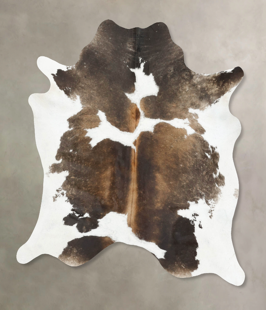 Grey with Beige Large Brazilian Cowhide Rug 6'8"H x 5'11"W #B16929 by Hudson Hides