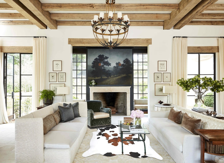 Chocolate and White Large Brazilian Cowhide Rug 6'7"H x 5'11"W #B16931 by Hudson Hides