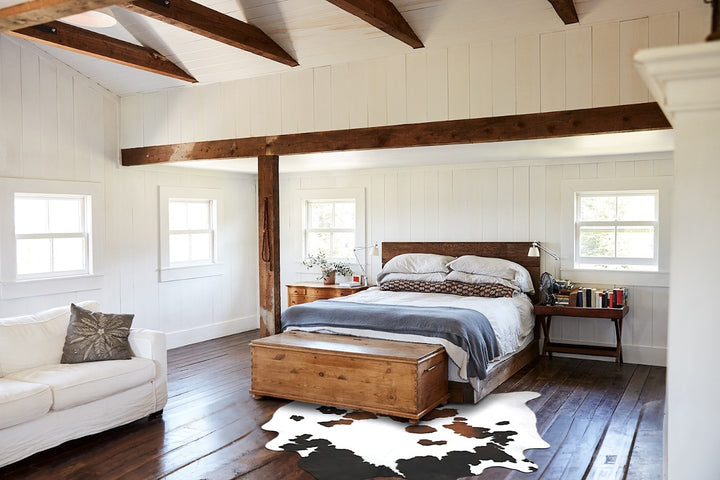 Chocolate and White Large Brazilian Cowhide Rug 6'7"H x 5'11"W #B16931 by Hudson Hides