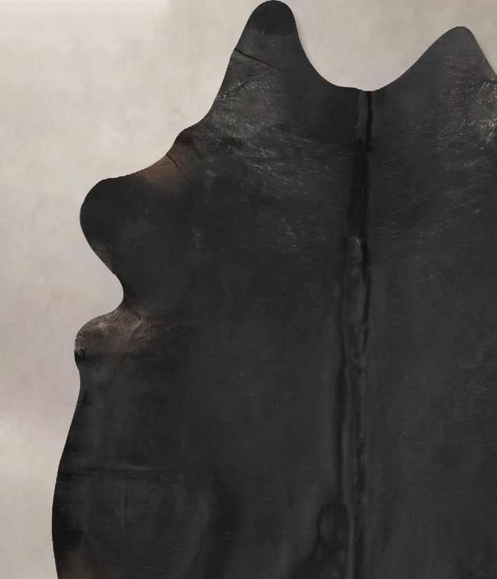 Solid Black XX-Large Brazilian Cowhide Rug 7'11"H x 7'1"W #B16938 by Hudson Hides