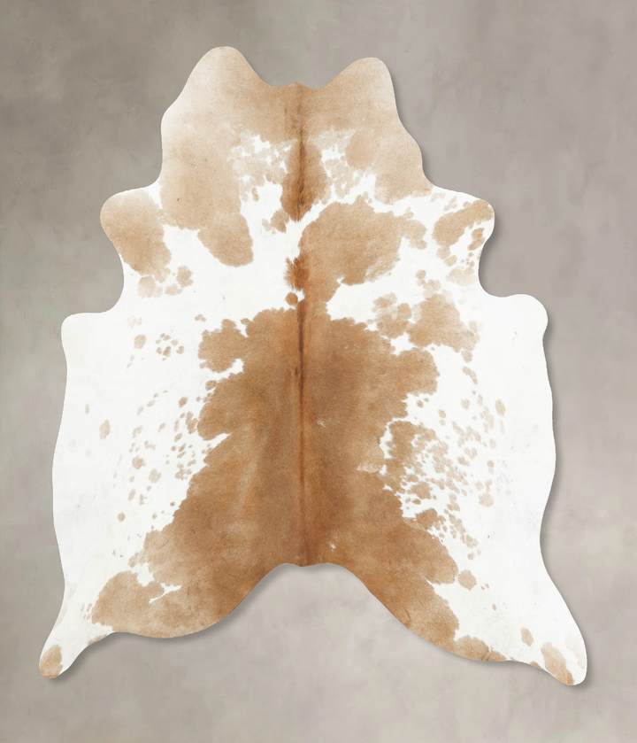 Beige and White X-Large Brazilian Cowhide Rug 6'8"H x 6'0"W #B16962 by Hudson Hides
