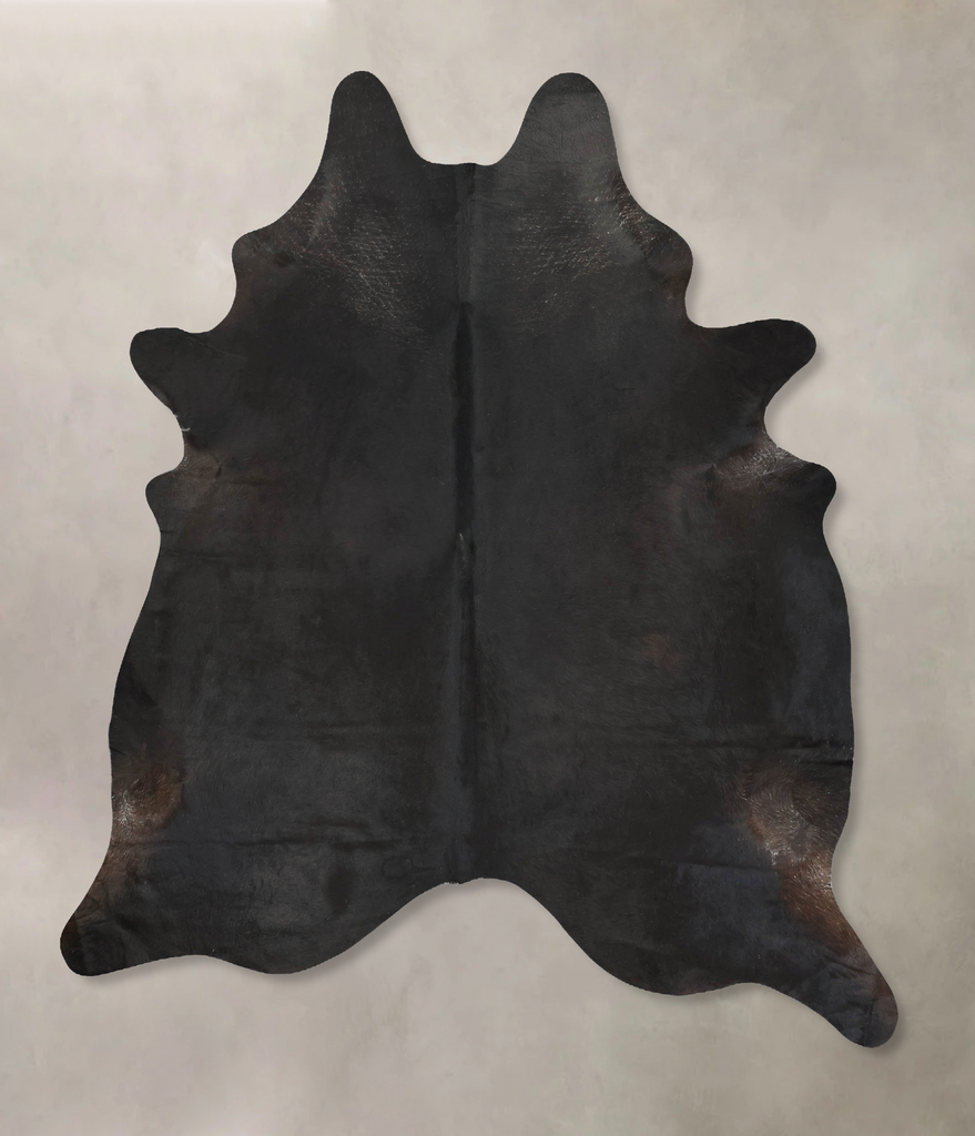 Solid Black XX-Large Brazilian Cowhide Rug 8'1"H x 6'8"W #B16984 by Hudson Hides