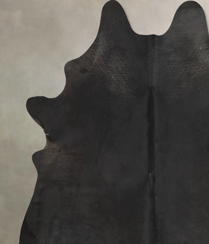 Solid Black XX-Large Brazilian Cowhide Rug 8'1"H x 6'8"W #B16984 by Hudson Hides
