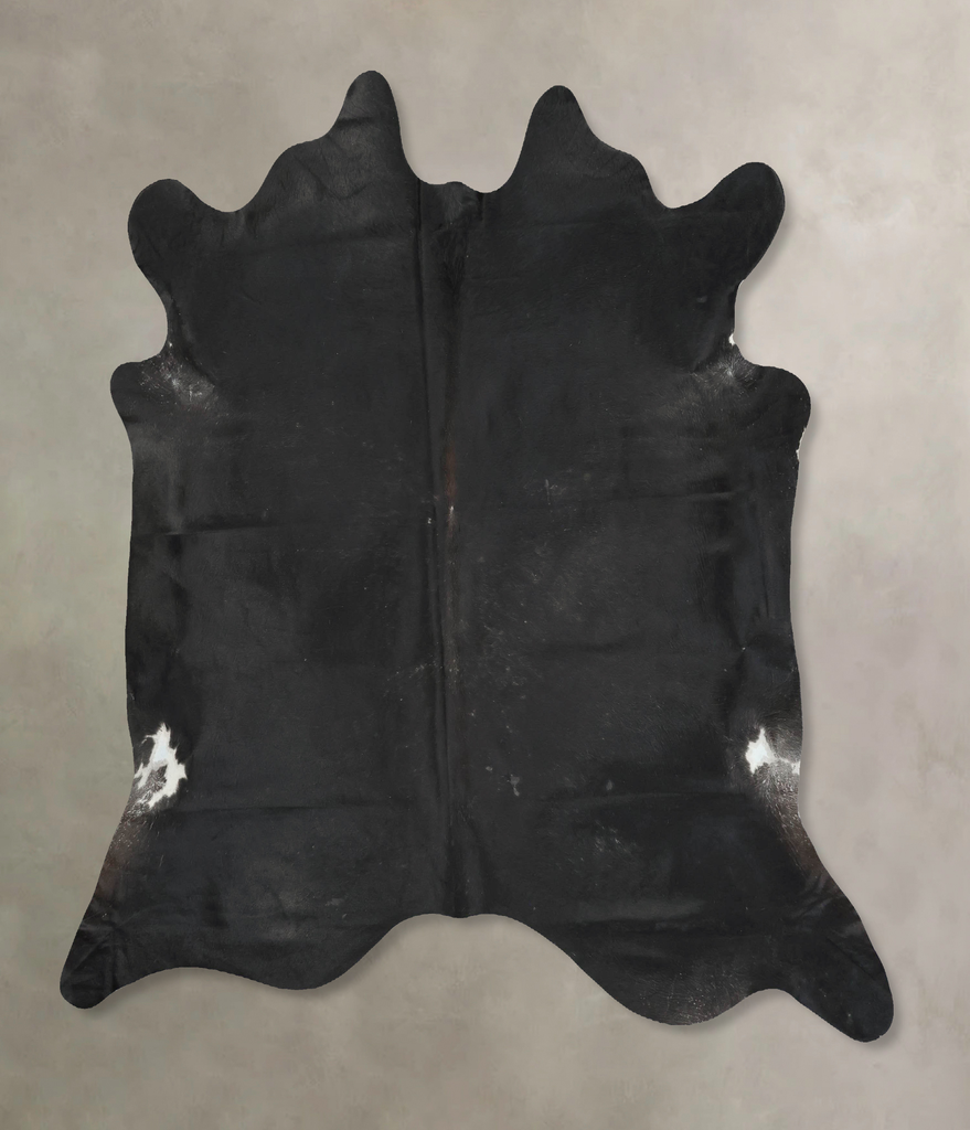 Solid Black X-Large Brazilian Cowhide Rug 7'0"H x 6'9"W #B16990 by Hudson Hides