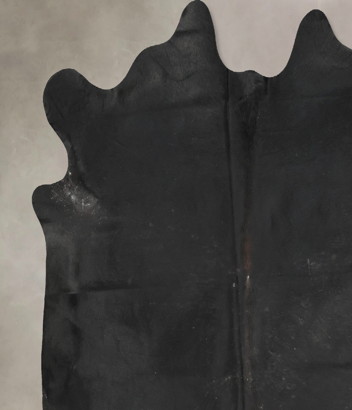 Solid Black X-Large Brazilian Cowhide Rug 7'0"H x 6'9"W #B16990 by Hudson Hides