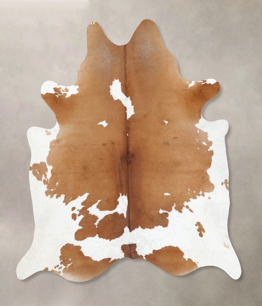 Brown and White XX-Large Brazilian Cowhide Rug 7'7"H x 6'11"W #B17002 by Hudson Hides