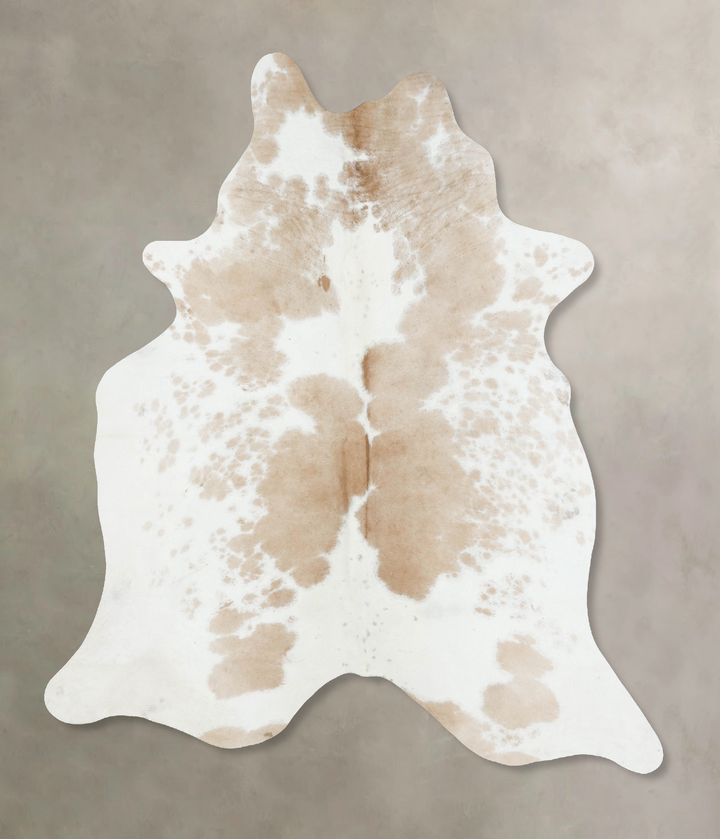 Beige and White XX-Large Brazilian Cowhide Rug 8'1"H x 6'6"W #B17013 by Hudson Hides