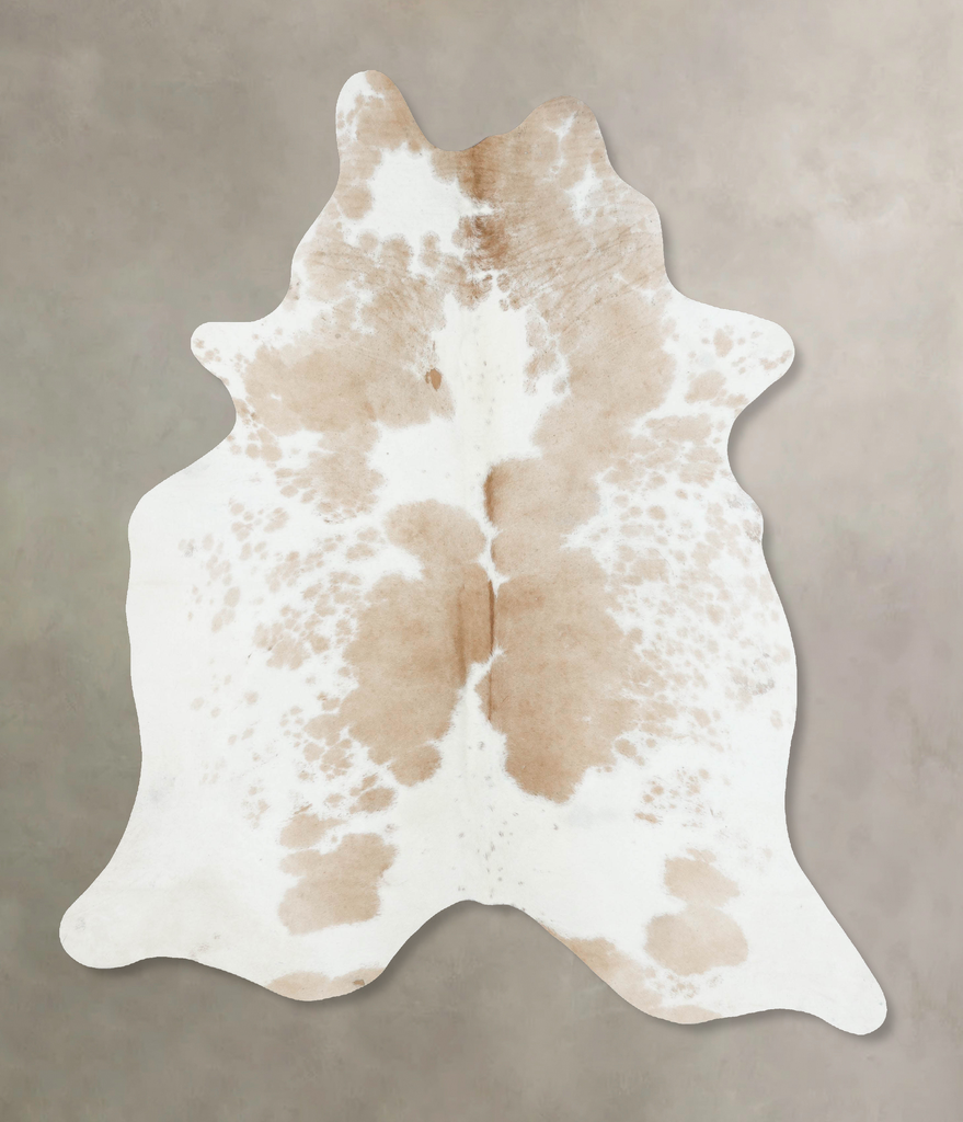 Beige and White XX-Large Brazilian Cowhide Rug 8'1"H x 6'6"W #B17013 by Hudson Hides