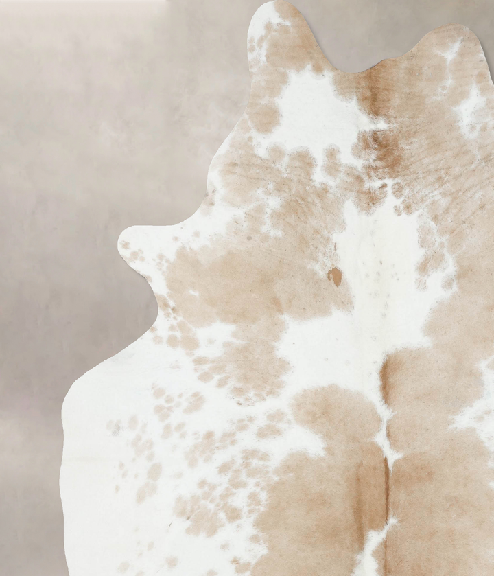 Beige and White XX-Large Brazilian Cowhide Rug 8'1"H x 6'6"W #B17013 by Hudson Hides